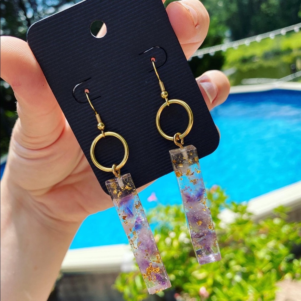 Amethyst and Gold Flake earrings